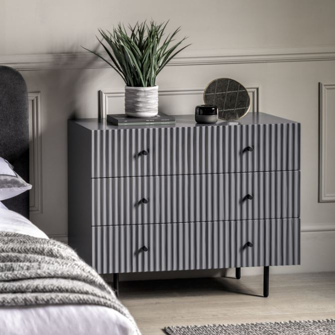 Milan Grey Wood 3 Drawer Chest