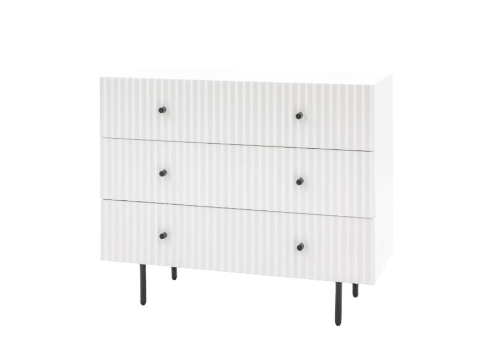 Milan White Wood 3 Drawer Chest