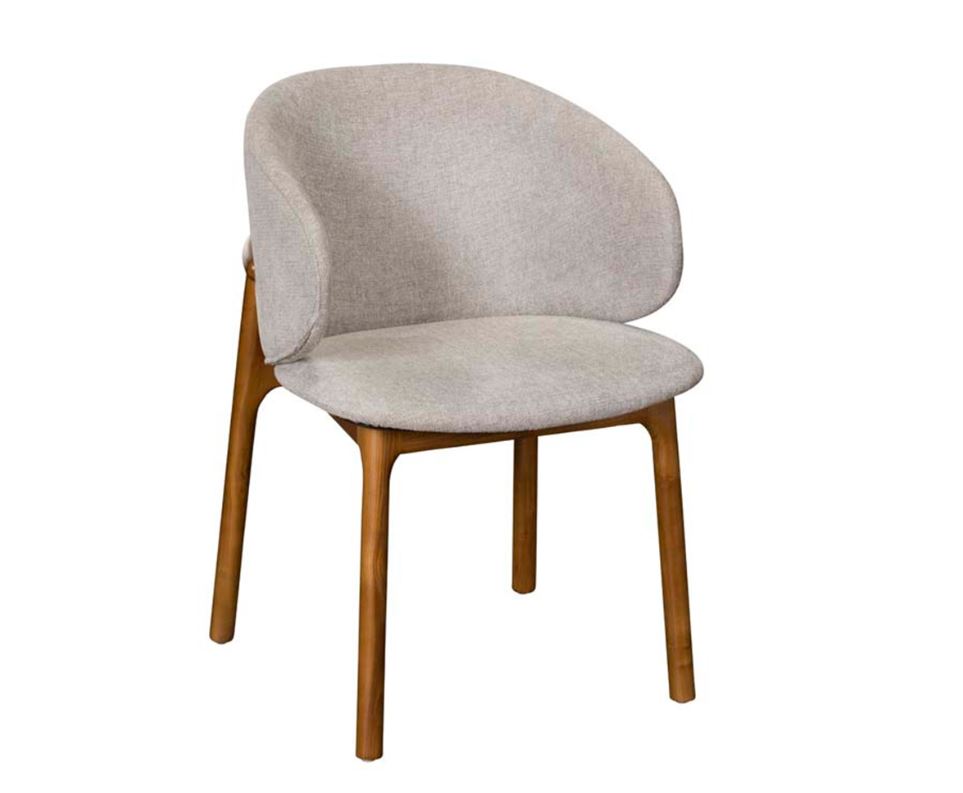 Chaise de salle à manger Eve en coton beige clair - Paire