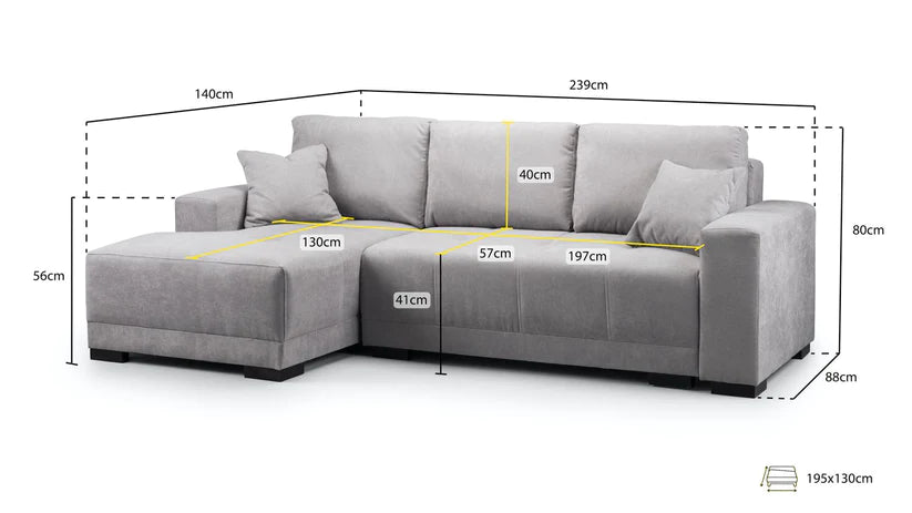 Barletta Sofabed Corner Grey