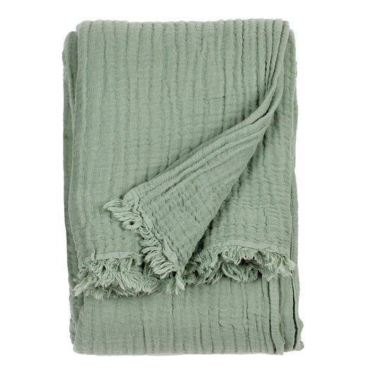 Lark Crinkle Cotton Throw Eucalyptus