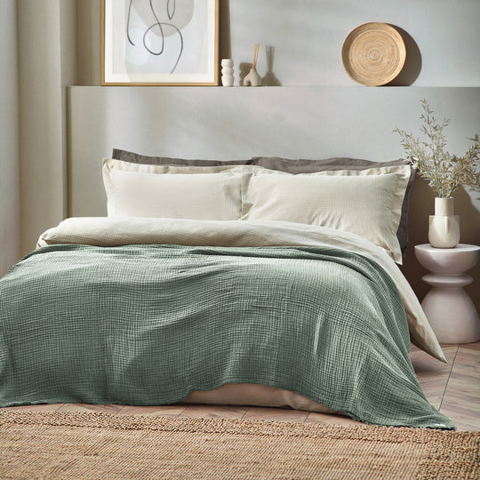 Lark Crinkle Cotton Throw Eucalyptus