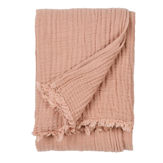 Lark Crinkle Cotton Throw Rose