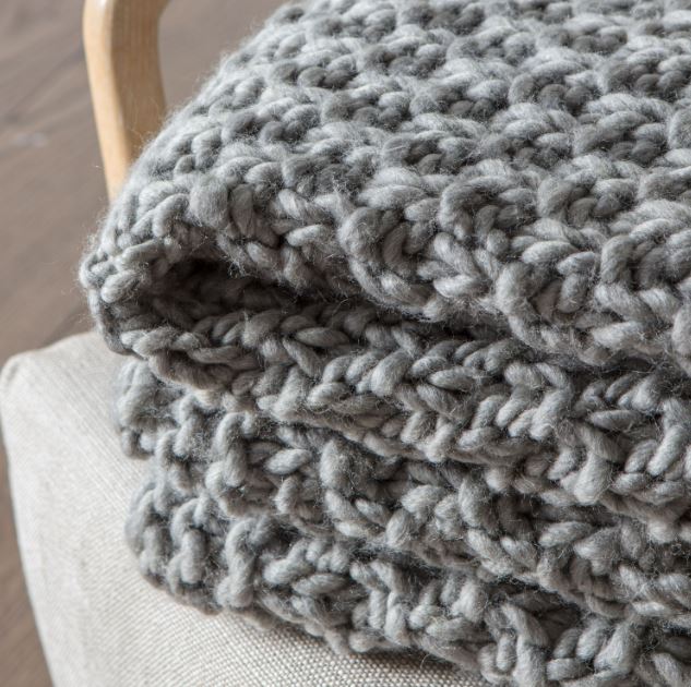 Grey Chunky Knitted Throw 130x170cm