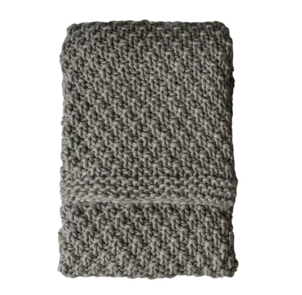 Grey Chunky Knitted Throw 130x170cm