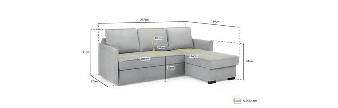 Noto Sofabed Universal Corner Grey