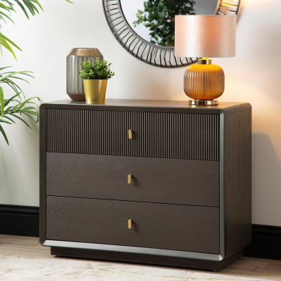 Smoke Grey Elm 3 Drawer Chest