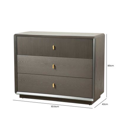 Smoke Grey Elm 3 Drawer Chest