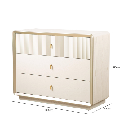 Cream Elm 3 Drawer Chest