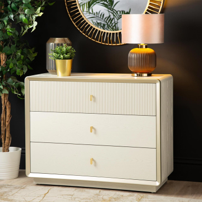 Cream Elm 3 Drawer Chest