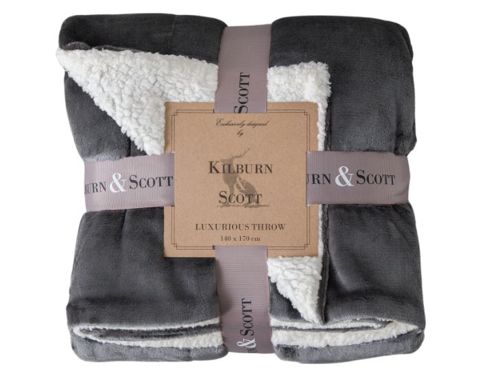 Grey Sherpa Throw 140x170cm