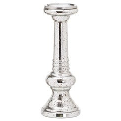 Large Silver Metallic Glass Candle Stand