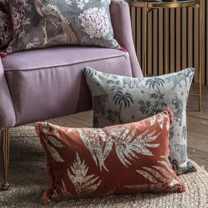 Zola Palm Leopard Grey Cushion