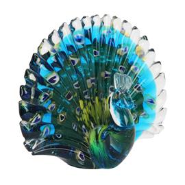 OBJETS D'ART GLASS FIGURINE - PEACOCK
