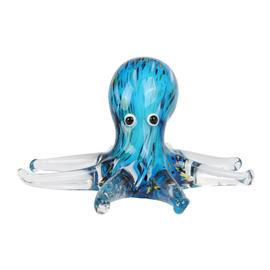 OBJETS D'ART GLASS FIGURINE - BLUE OCTOPUS