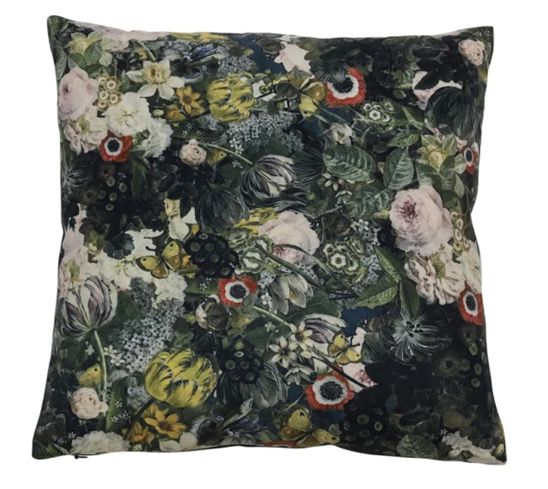 Liefie Velvet Green Flower Cushion