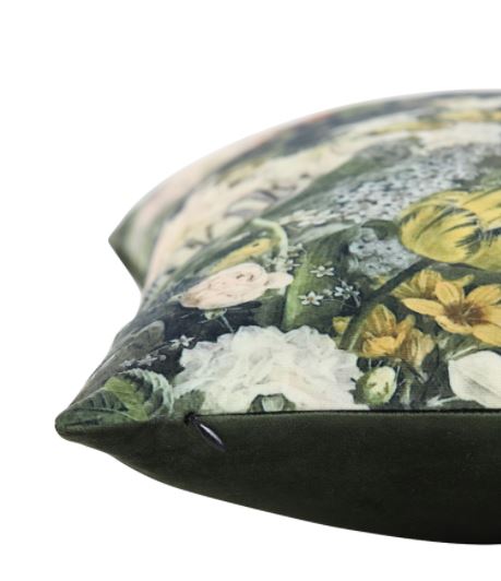Liefie Velvet Green Flower Cushion