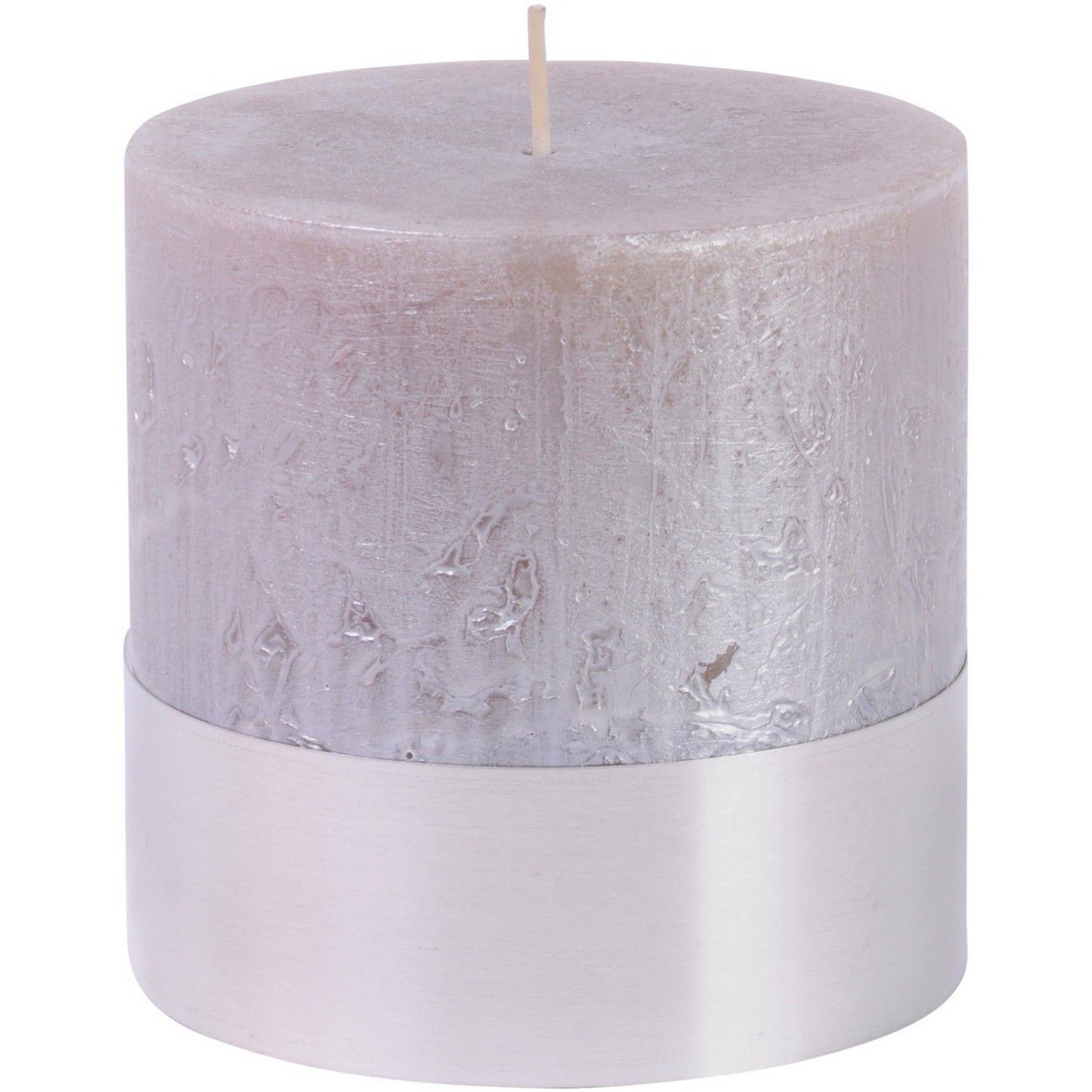 Libra Taupe Metallic Pillar Candle 10×10cm