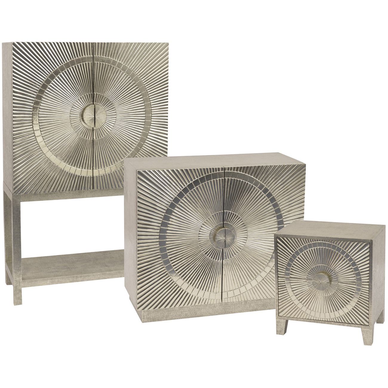 Coco Silver Embossed Metal 2 Door Bar Cabinet (only 1 left)