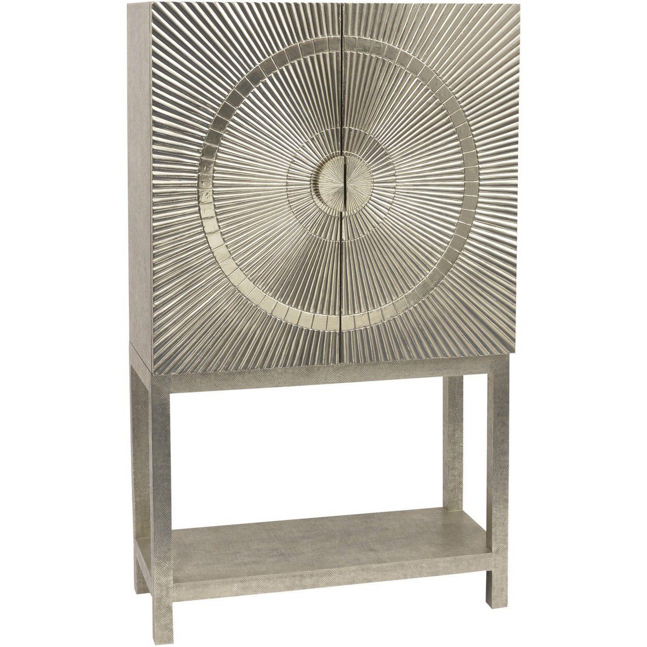 Coco Silver Embossed Metal 2 Door Bar Cabinet (only 1 left)