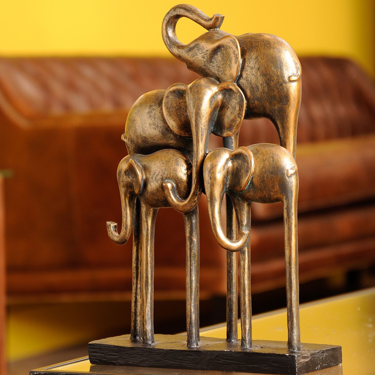 Antique Bronze Group Of Elephants