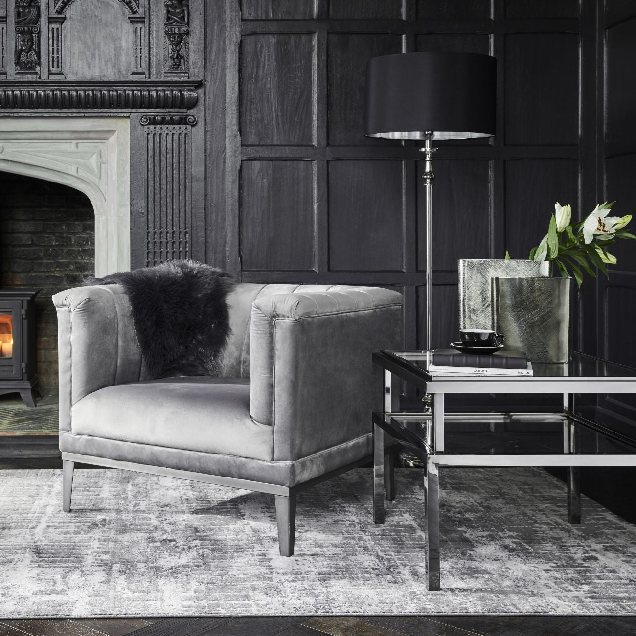 Hattie Grey Ribbed Occasional Chair