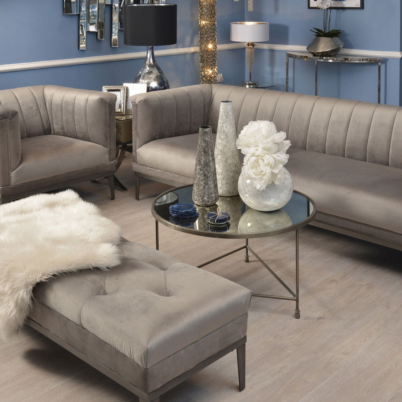 Hattie Grey Ribbed Occasional Chair