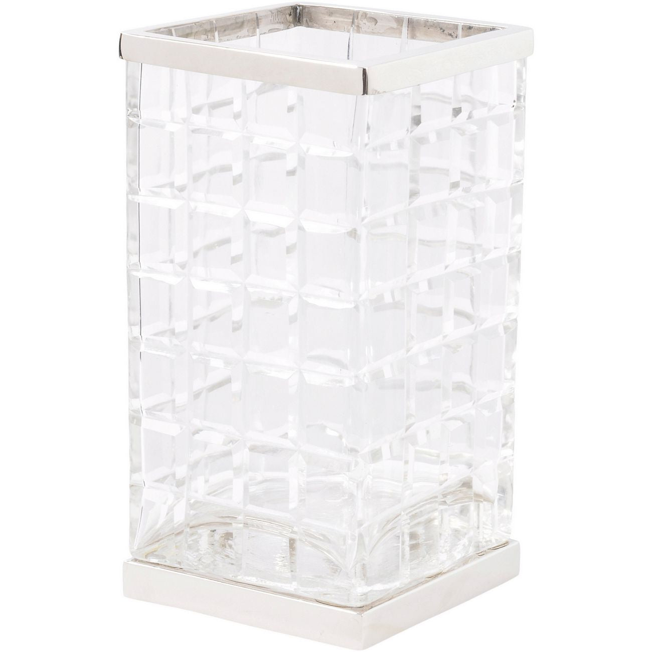 Cut Glass Clear And Nickel Hurricane