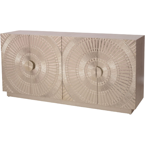 Coco Silver Embossed Metal 4 Door Buffet