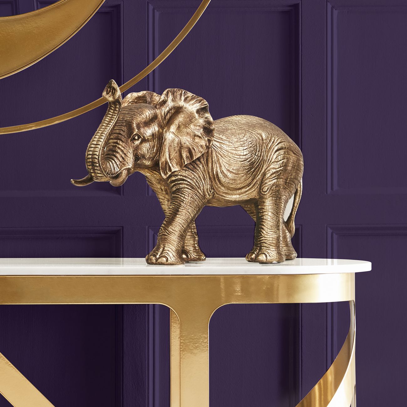 Kusini Elephant Sculpture in Gold Resin
