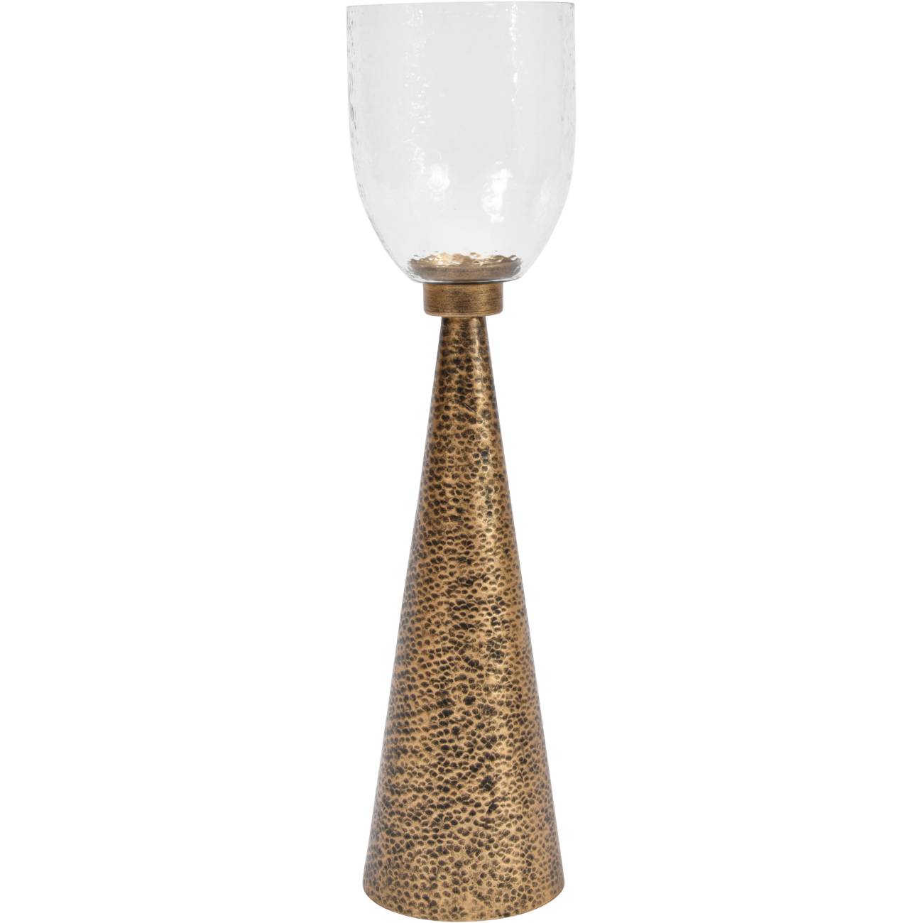 Iron and Hammered Glass Floor Hurricane - Medium and Large Sizes