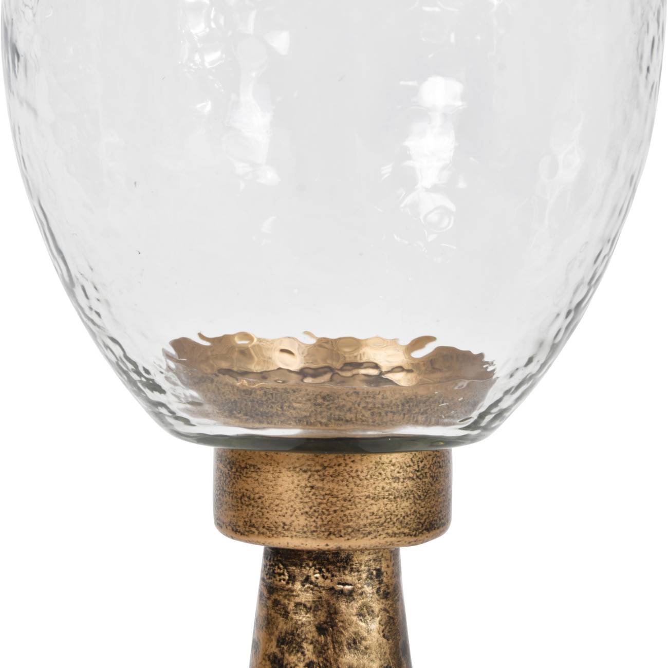 Iron and Hammered Glass Floor Hurricane - Medium and Large Sizes