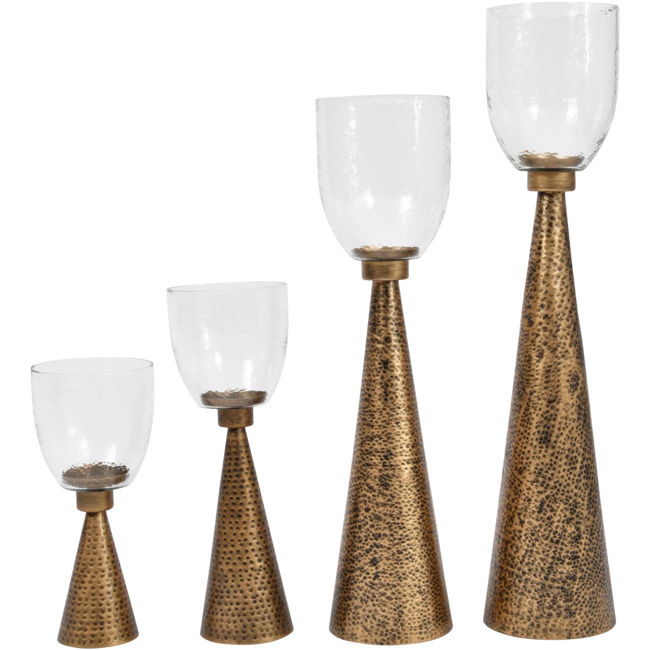 Iron and Hammered Glass Floor Hurricane - Medium and Large Sizes