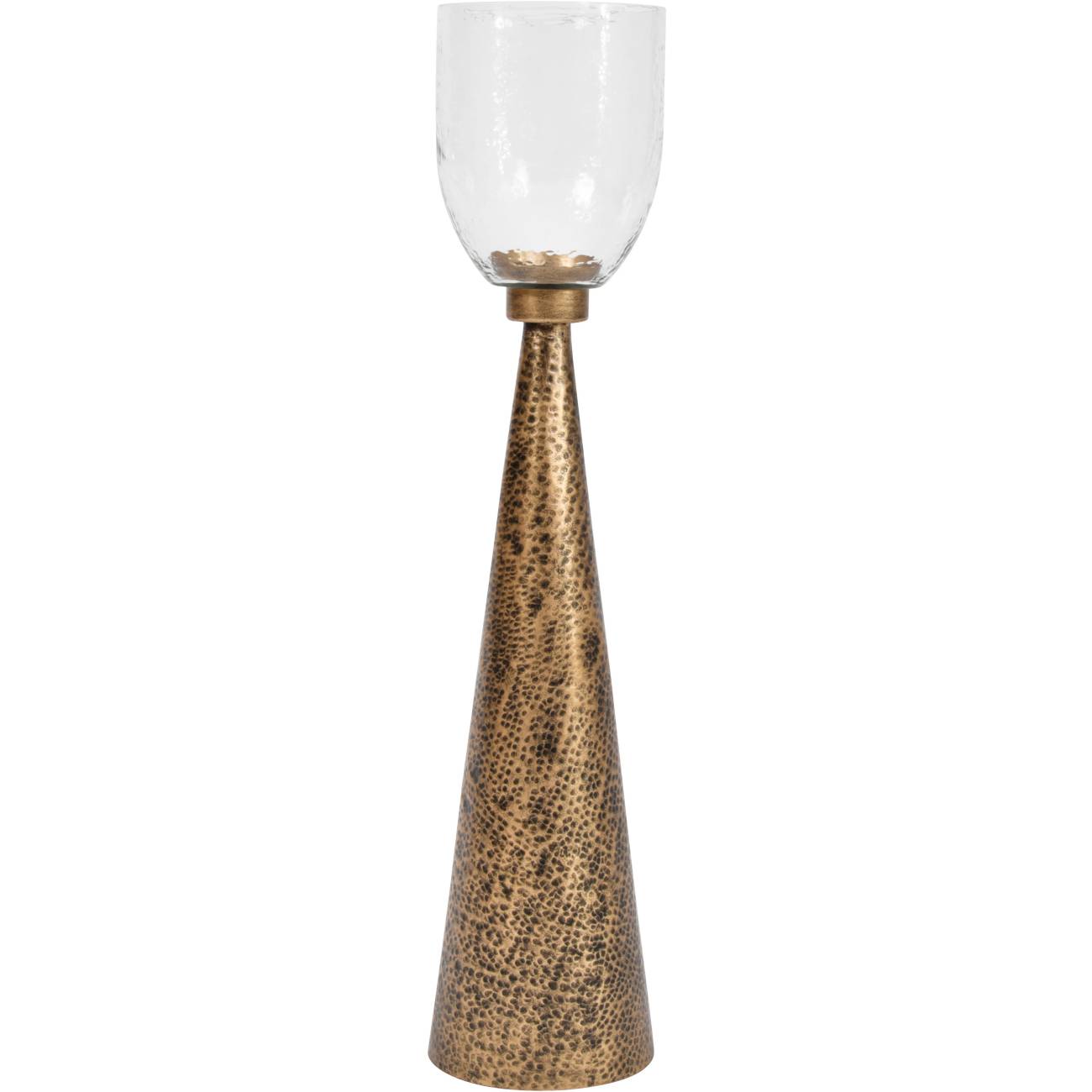 Iron and Hammered Glass Floor Hurricane - Medium and Large Sizes