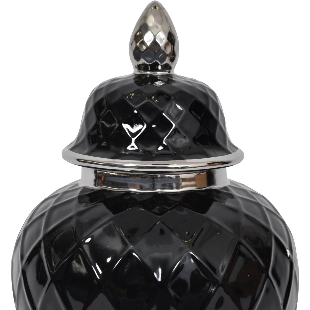 Black and Silver Ceramic Ginger Jar