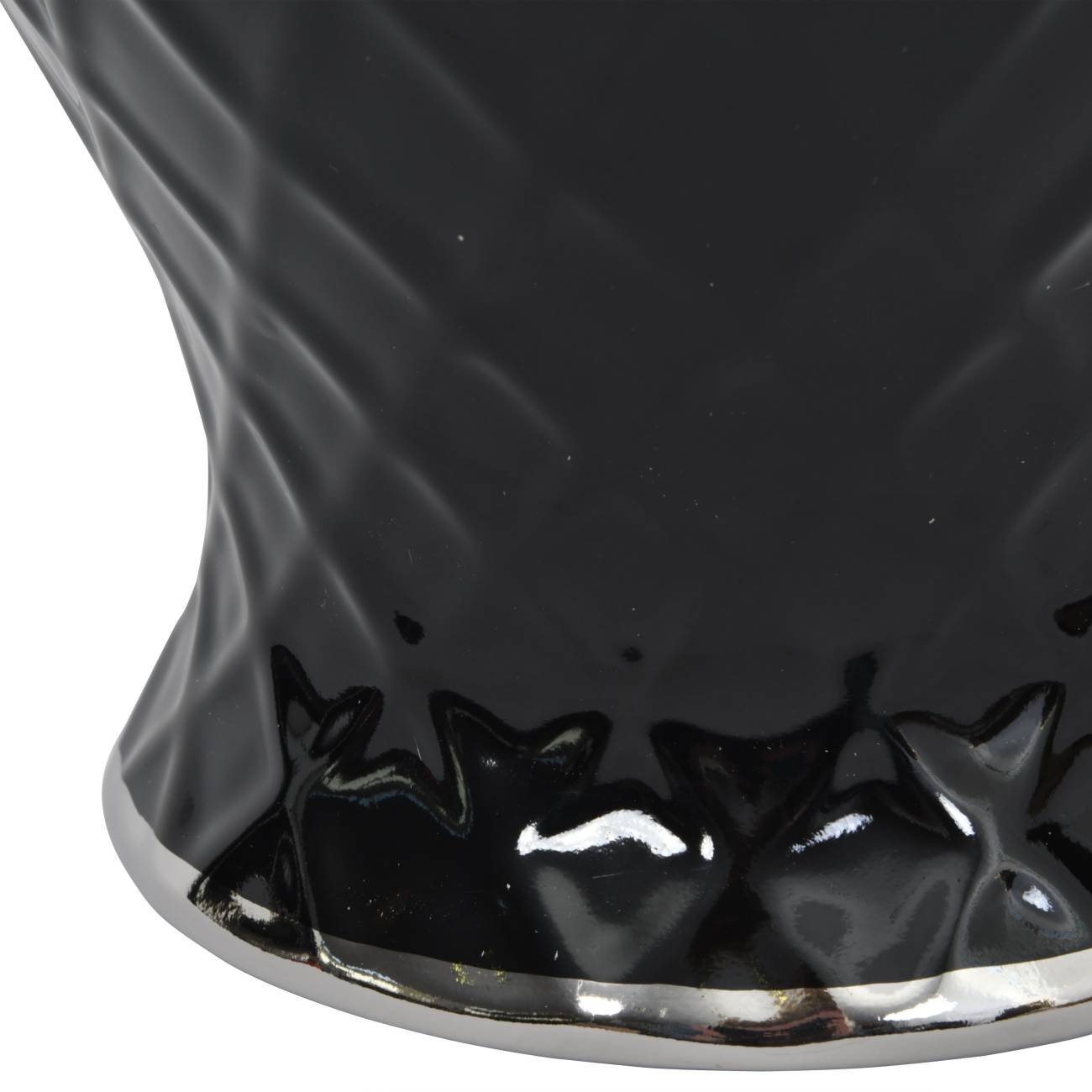 Black and Silver Ceramic Ginger Jar