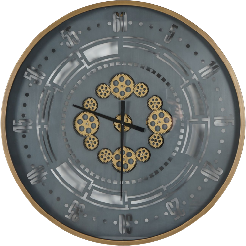 Manchester Industrial Round Gold and Grey Wall Clock 75cm