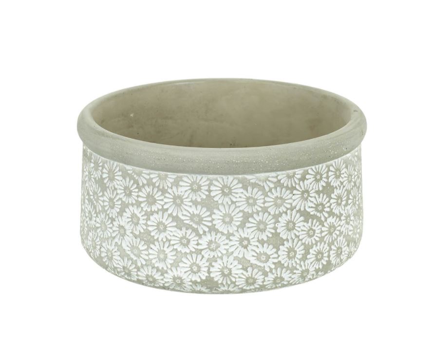 Planter Daisies Cement Grey