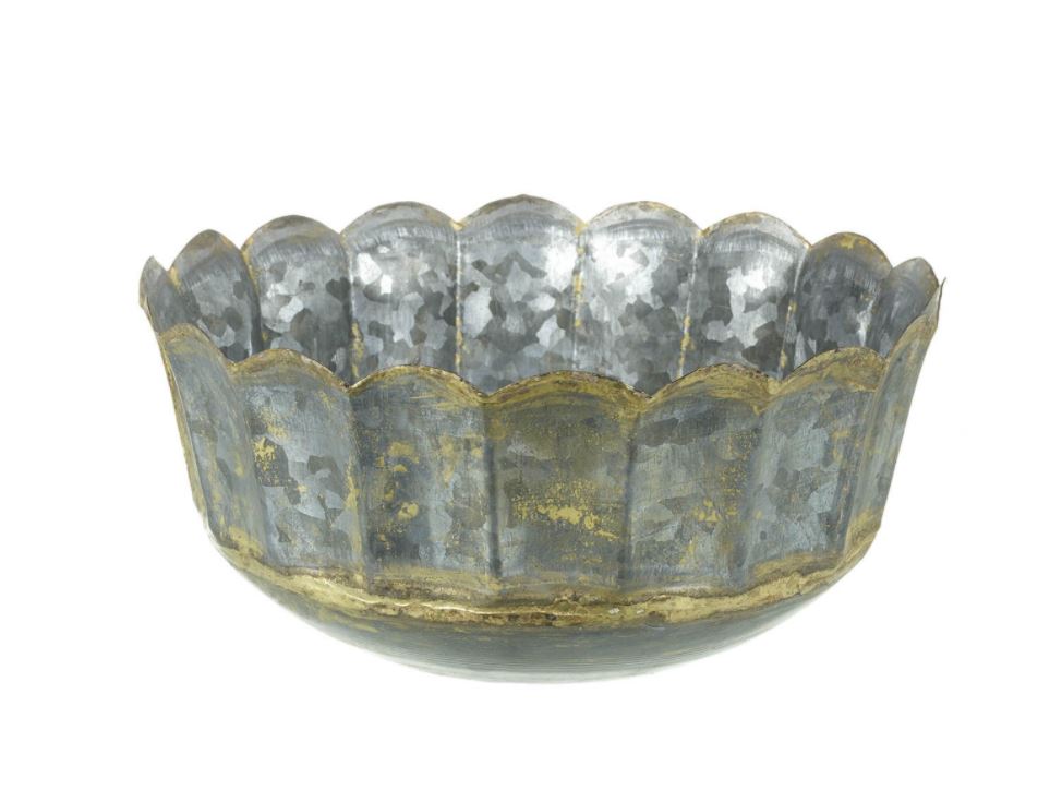 Planter Kenzi Curve Metal GRY/GLD Large