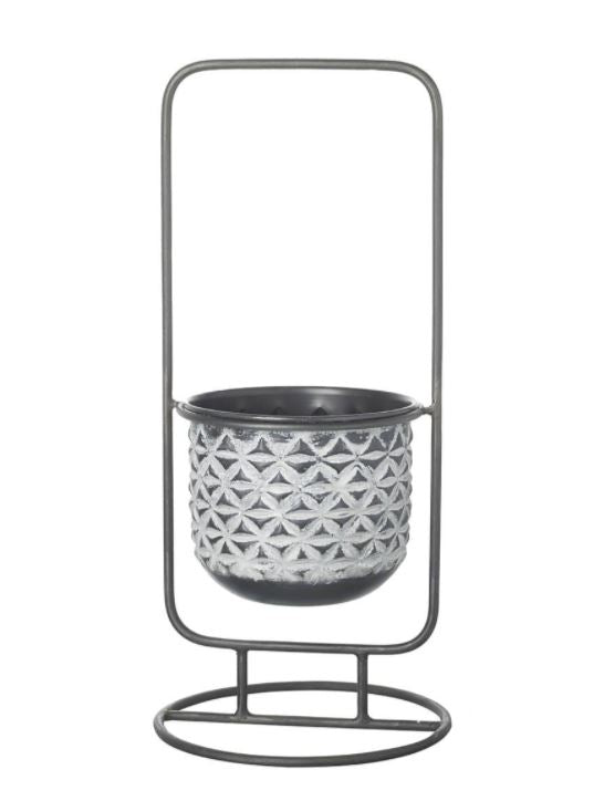 Brunelle Planter Grey/white Metal Small