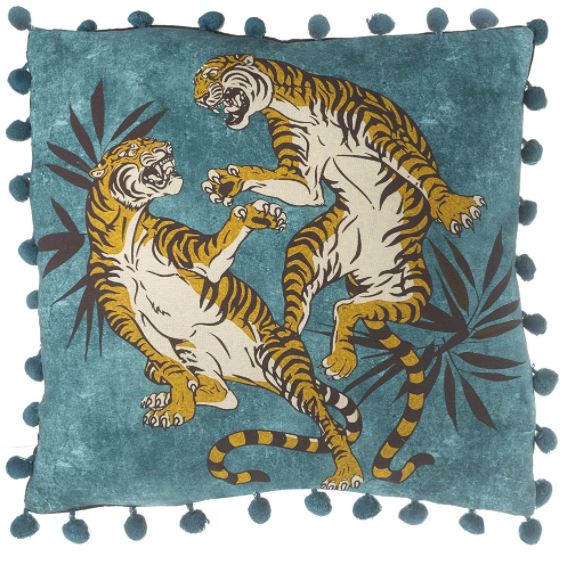Fighting Tigers Cushion Teal/Black