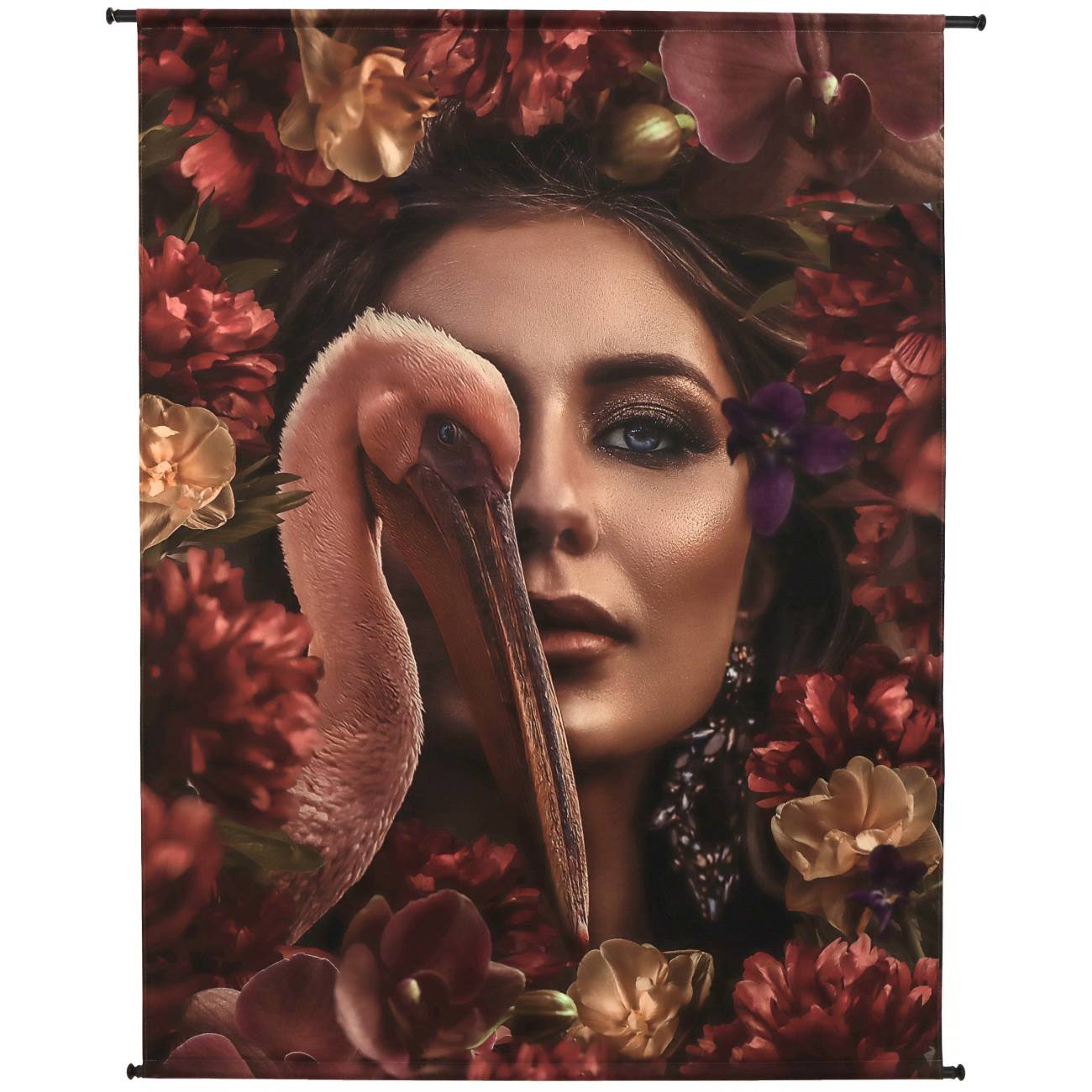 Floral Pelican Velvet Wall Art 140x170cm