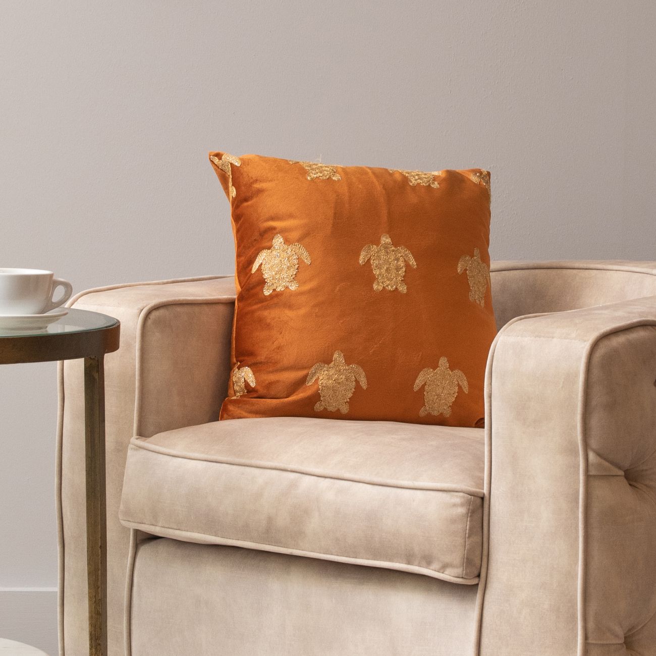 Amorosa Terracotta Velvet Turtle Cushion