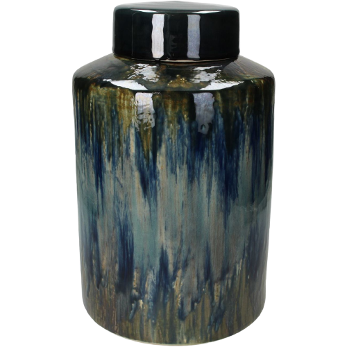 Blue Ceramic Lidded Jar Medium