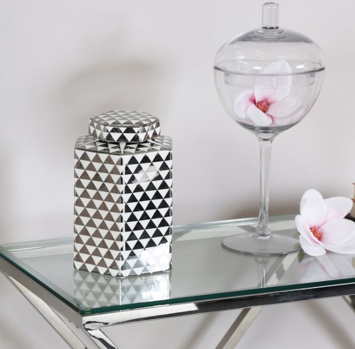Medium White & Silver Ginger Jar 24cm