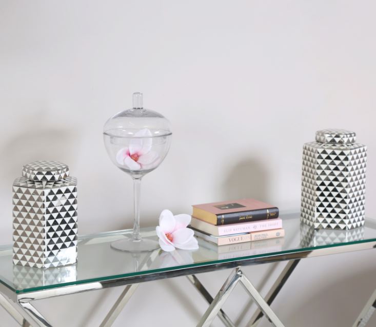 Medium White & Silver Ginger Jar 24cm