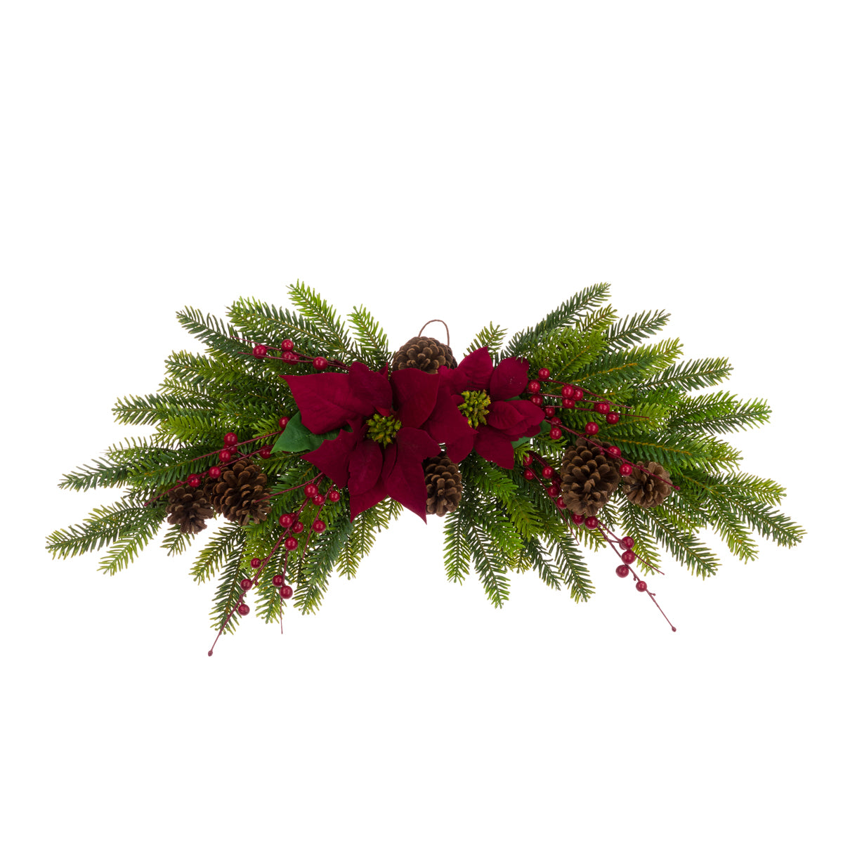 Poinsettia Pine Berry Swag 90