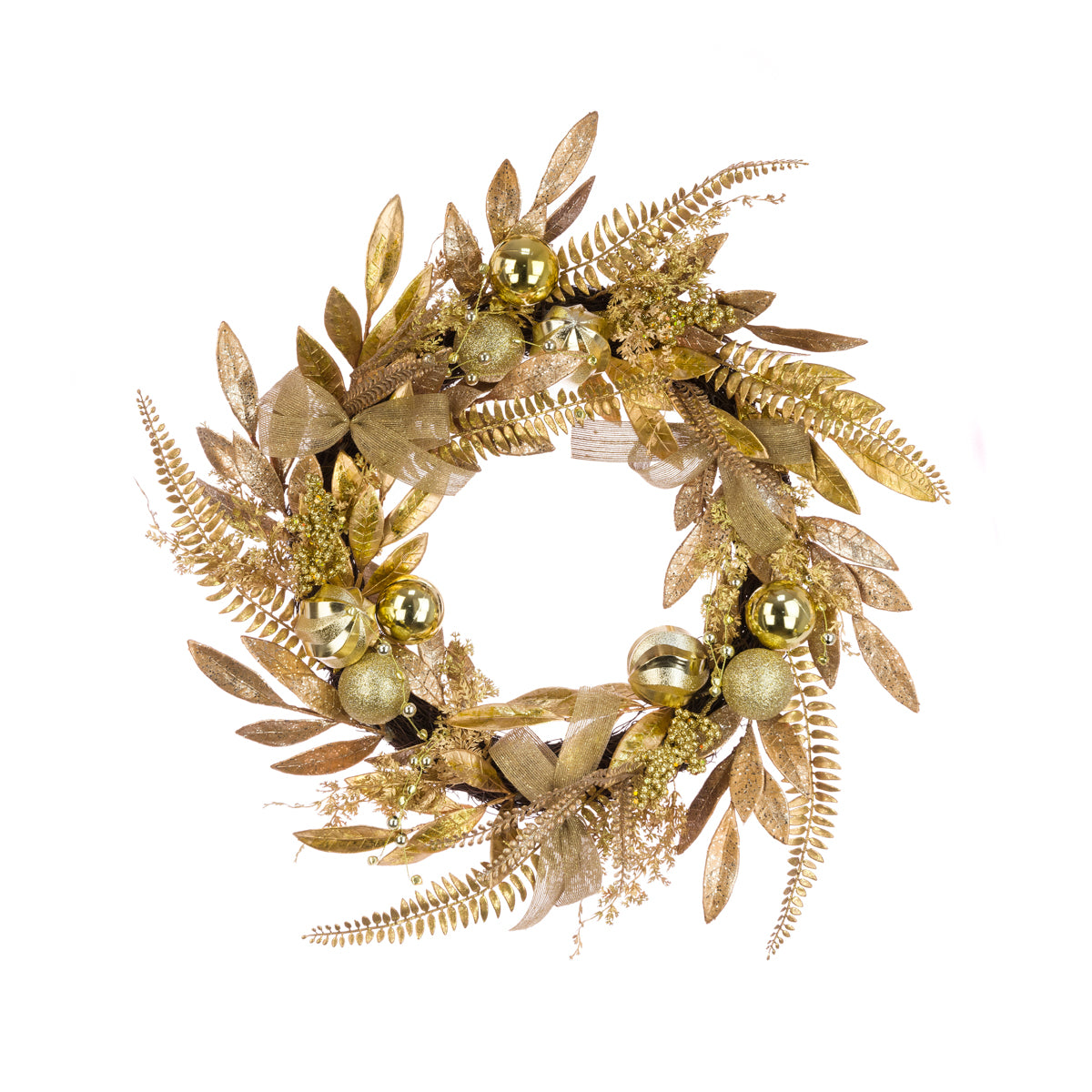 Metallic Foliage Wreath 60cm