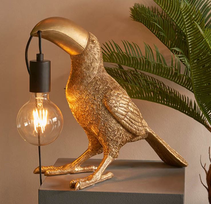 Toucan Table Lamp in Gold and Silver