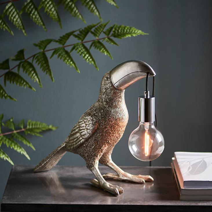 Toucan Table Lamp in Gold and Silver